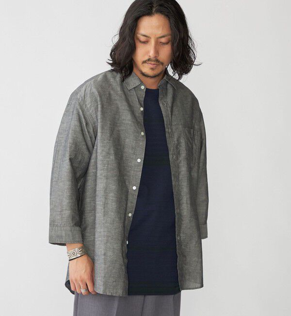 SHIPS「SHIPS: Herdmans コットン/リネン 7スリーブシャツ」|シャツ・ブラウス|