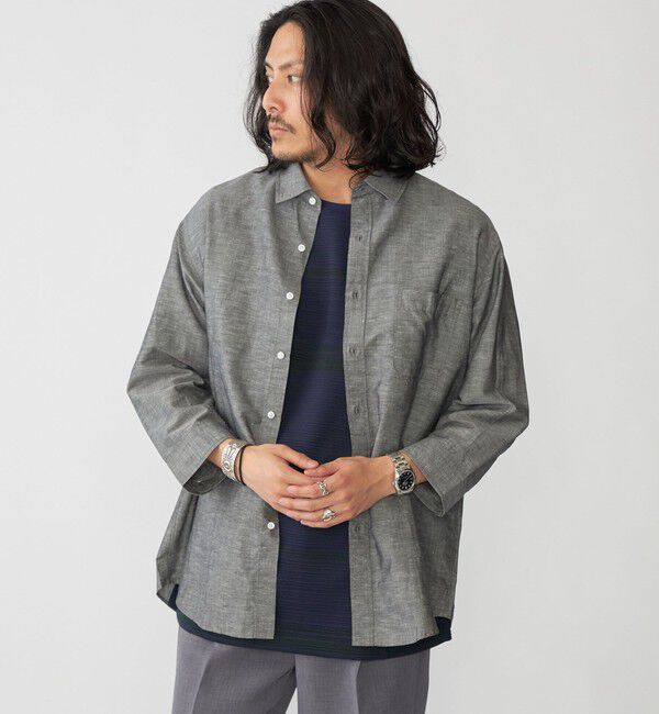 SHIPS「SHIPS: Herdmans コットン/リネン 7スリーブシャツ」|シャツ・ブラウス|