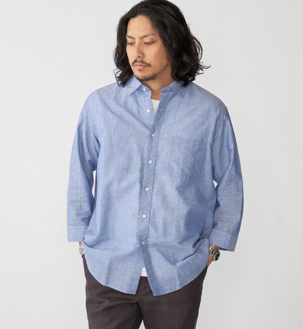 SHIPS「SHIPS: Herdmans コットン/リネン 7スリーブシャツ」|シャツ・ブラウス|