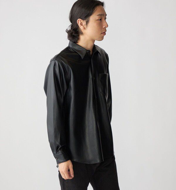 SHIPS「BENCH MARKING SHIRT: レギュラーカラー 合成皮革 シャツ」|シャツ・ブラウス|