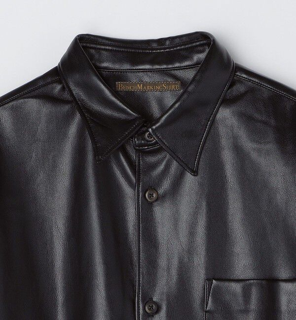 SHIPS「BENCH MARKING SHIRT: レギュラーカラー 合成皮革 シャツ」|シャツ・ブラウス|