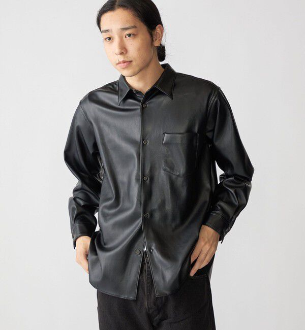 SHIPS「BENCH MARKING SHIRT: レギュラーカラー 合成皮革 シャツ」|シャツ・ブラウス|