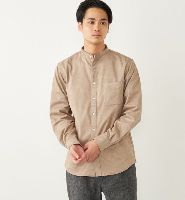 SHIPS Colors 「SHIPS Colors: ポリエステル フェイクスエード バンドカラー シャツ」|シャツ・ブラウス|