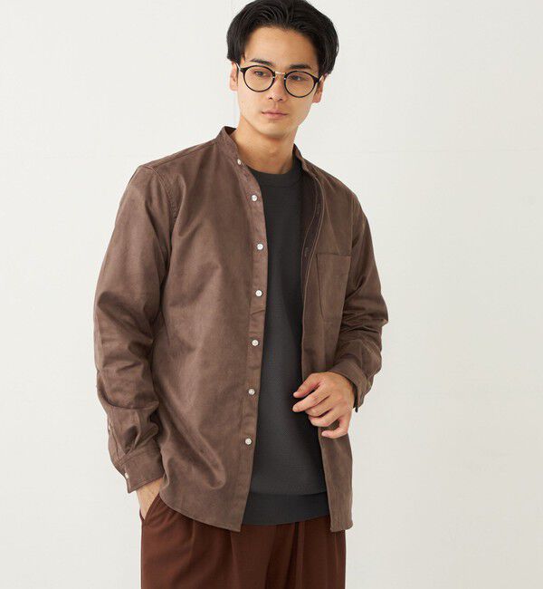 SHIPS Colors 「SHIPS Colors: ポリエステル フェイクスエード バンドカラー シャツ」|シャツ・ブラウス|