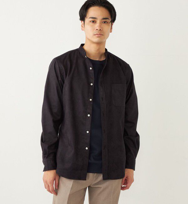 SHIPS Colors 「SHIPS Colors: ポリエステル フェイクスエード バンドカラー シャツ」|シャツ・ブラウス|