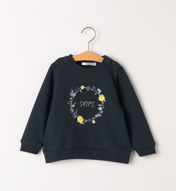 SHIPS KIDS「SHIPS KIDS:80～90cm / ミュージック フラワー スウェット」|スウェット・ジャージ|ネイビー