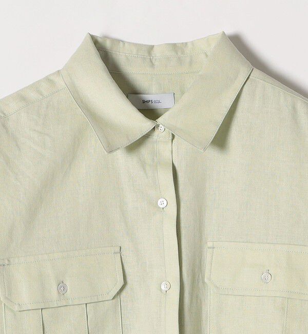 SHIPS any「SHIPS any:〈洗濯機可能〉リネン ミックス ワーク ポケット シャツ」|シャツ・ブラウス|