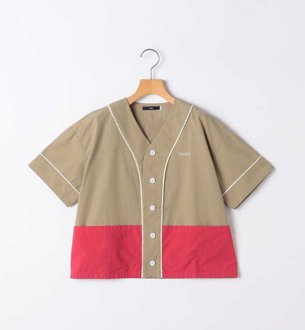 SHIPS KIDS「SHIPS KIDS:140～150cm /  ベースボール シャツ」|シャツ・ブラウス|ベージュ
