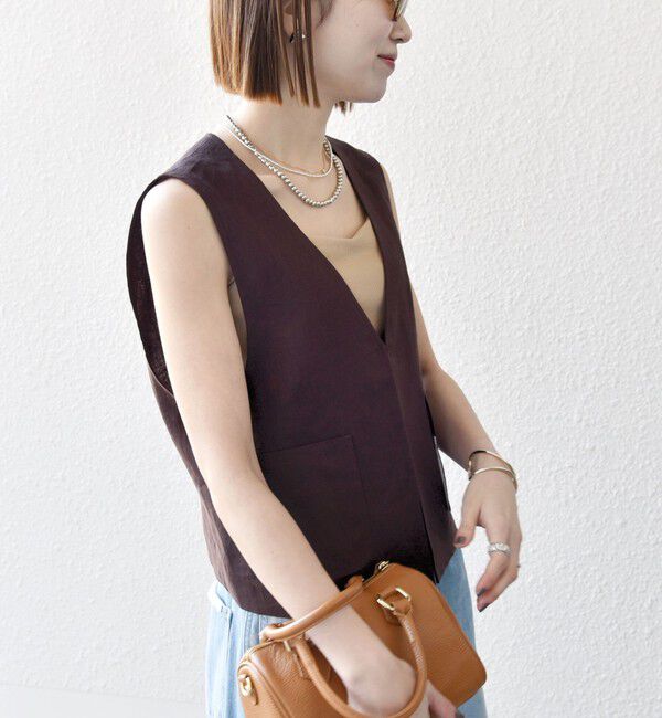 SHIPS any「SHIPS any:〈洗濯機可能〉ヨーロピアンフラックス リネン  Vネック コンパクト ベスト」|ベスト・ジレ|