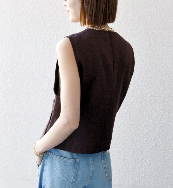 SHIPS any「SHIPS any:〈洗濯機可能〉ヨーロピアンフラックス リネン  Vネック コンパクト ベスト」|ベスト・ジレ|