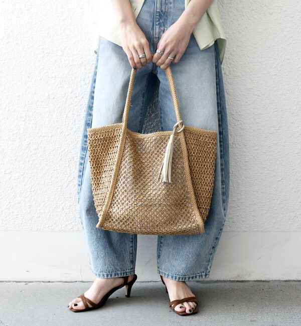 SHIPS any「SHIPS any: タッセル 透かし編み ペーパー トート バッグ」|トートバッグ|