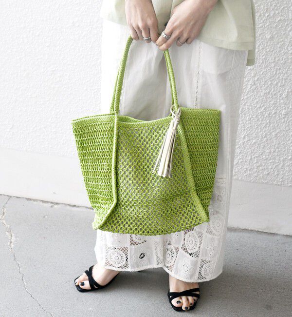 SHIPS any「SHIPS any: タッセル 透かし編み ペーパー トート バッグ」|トートバッグ|