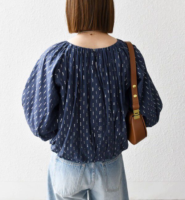 SHIPS any「SHIPS any:〈洗濯機可能〉ラメ ドビー ギャザー パフ スリーブ ブラウス」|シャツ・ブラウス|