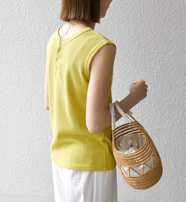 SHIPS any「SHIPS any:〈洗濯機可能〉ワッフル ヘンリーネック 2WAY ノースリーブ TEE」|タンクトップ|