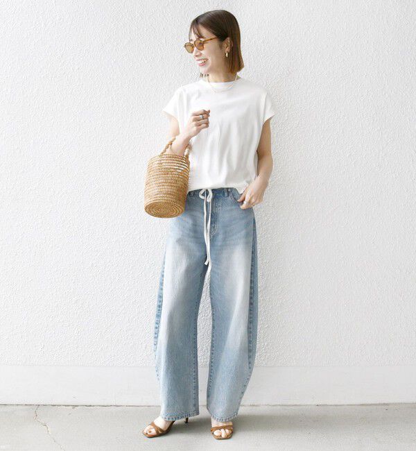 SHIPS any「SHIPS any:〈接触冷感/汗染み防止加工/洗濯機可能〉ドロスト フレンチスリーブ TEE」|Tシャツ・カットソー|