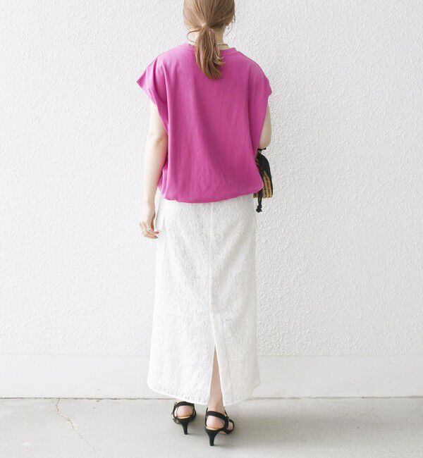 SHIPS any「SHIPS any:〈接触冷感/汗染み防止加工/洗濯機可能〉ドロスト フレンチスリーブ TEE」|Tシャツ・カットソー|