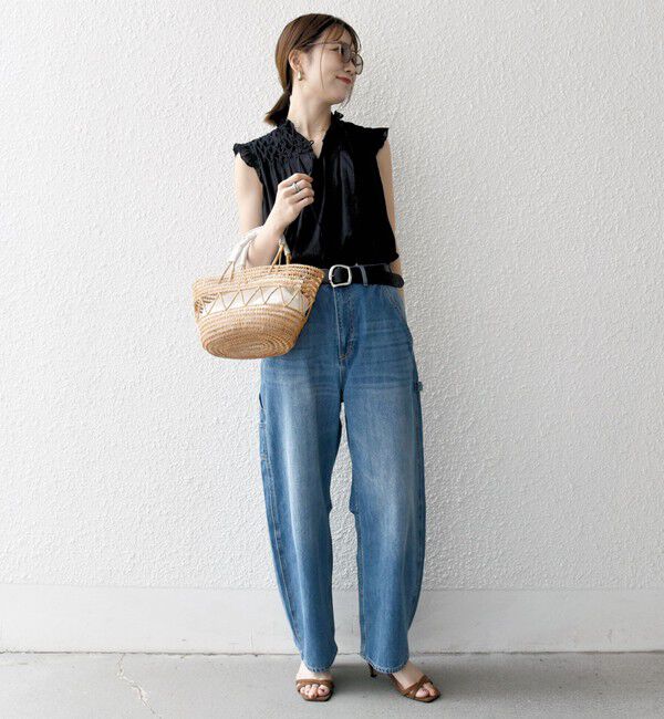 SHIPS any「SHIPS any:〈洗濯機可能〉ハンドスモッキング コットン フリル スタンドカラー ブラウス」|シャツ・ブラウス|