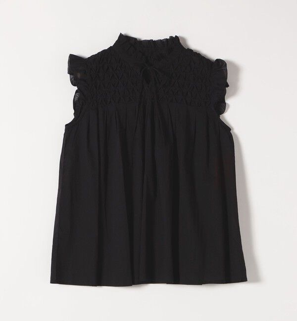 SHIPS any「SHIPS any:〈洗濯機可能〉ハンドスモッキング コットン フリル スタンドカラー ブラウス」|シャツ・ブラウス|