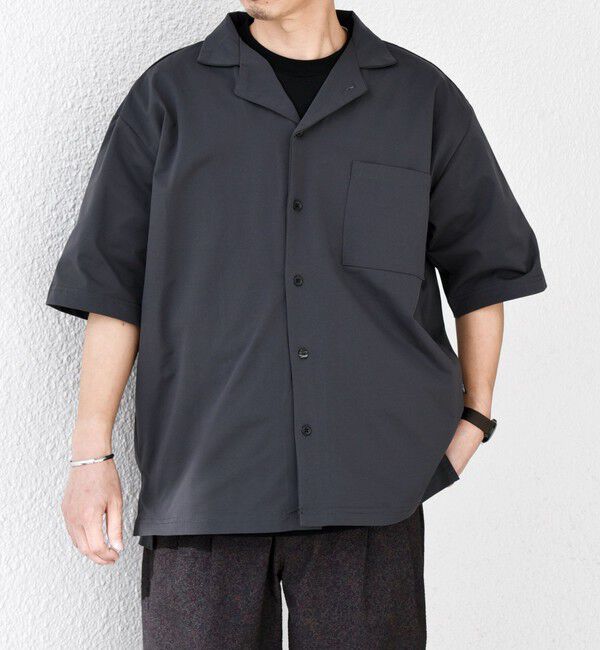 SHIPS any「【WEB限定】SHIPS any:〈軽量/ストレッチ〉エアライト リラックス オープンカラーシャツ◇」|シャツ・ブラウス|ダークグレー