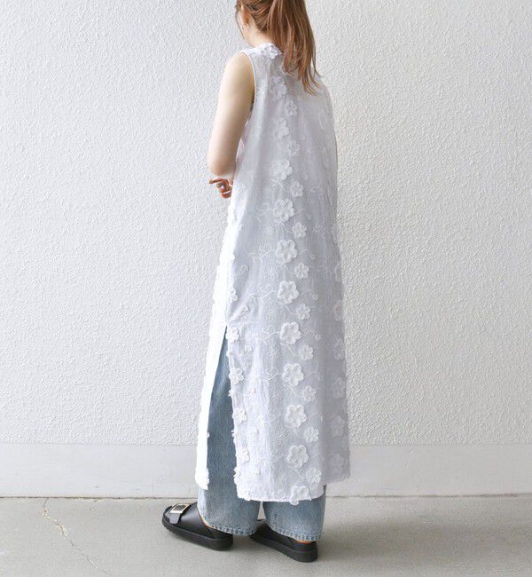 SHIPS any「SHIPS any:〈手洗い可能〉3D フラワー エンブロイダリー ロング ワンピース」|ワンピース|