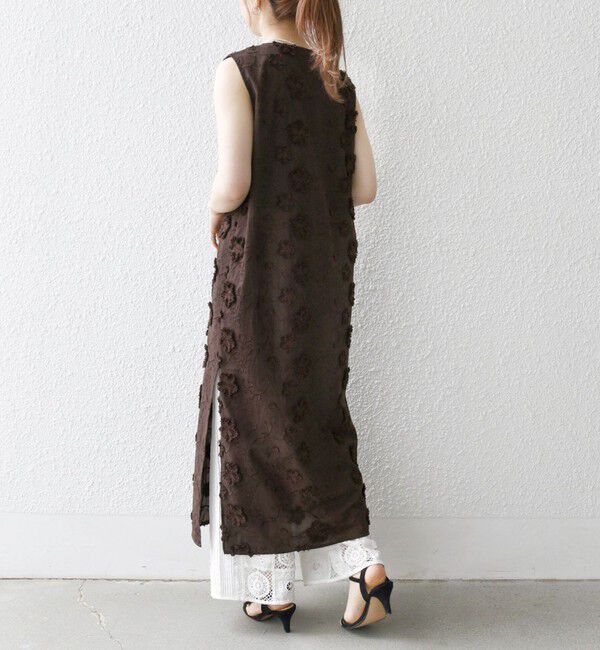 SHIPS any「SHIPS any:〈手洗い可能〉3D フラワー エンブロイダリー ロング ワンピース」|ワンピース|