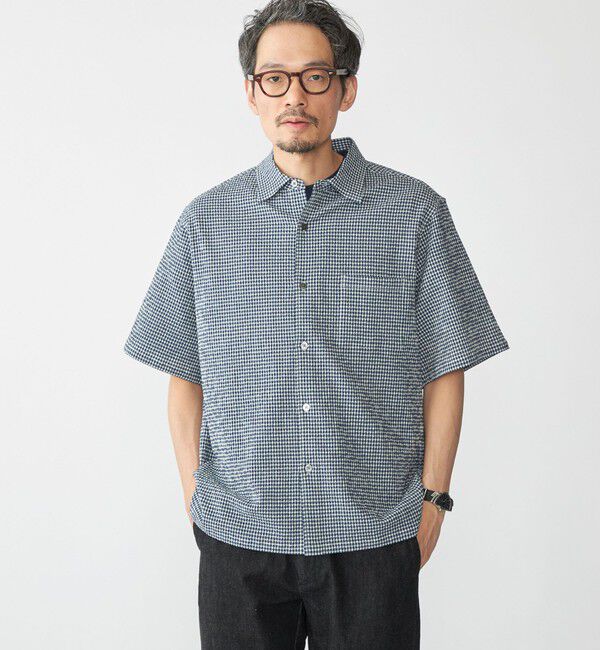 SHIPS「SHIPS: エアー サッカー レギュラーカラー ショートスリーブ シャツ」|シャツ・ブラウス|ブルー