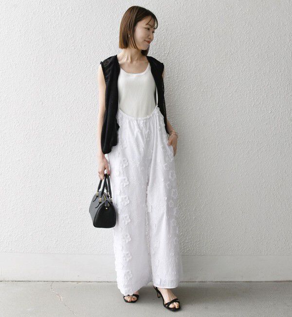 SHIPS any「SHIPS any:〈手洗い可能〉メッシュ シアー ドロスト ギャザー ノースリーブ ベスト」|ベスト・ジレ|