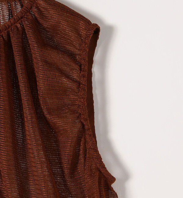 SHIPS any「SHIPS any:〈手洗い可能〉メッシュ シアー ドロスト ギャザー ノースリーブ ベスト」|ベスト・ジレ|