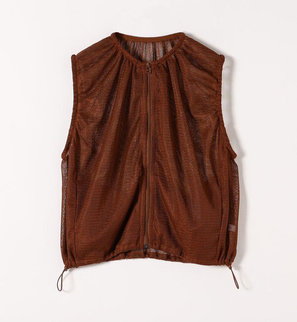 SHIPS any「SHIPS any:〈手洗い可能〉メッシュ シアー ドロスト ギャザー ノースリーブ ベスト」|ベスト・ジレ|