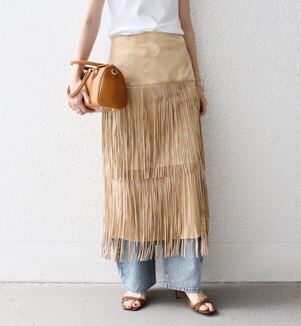 SHIPS any「bon_meur:〈手洗い可能〉フリンジ ティアード タイト スカート」|スカート|