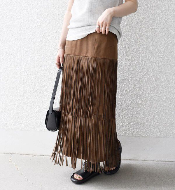 SHIPS any「bon_meur:〈手洗い可能〉フリンジ ティアード タイト スカート」|スカート|