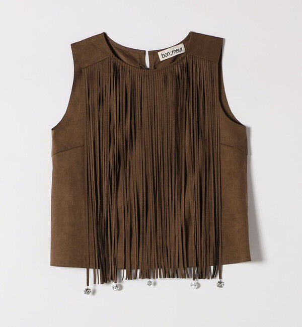 SHIPS any「bon_meur:〈手洗い可能〉フリンジ チャーム ノースリーブ プルオーバー」|ベスト・ジレ|