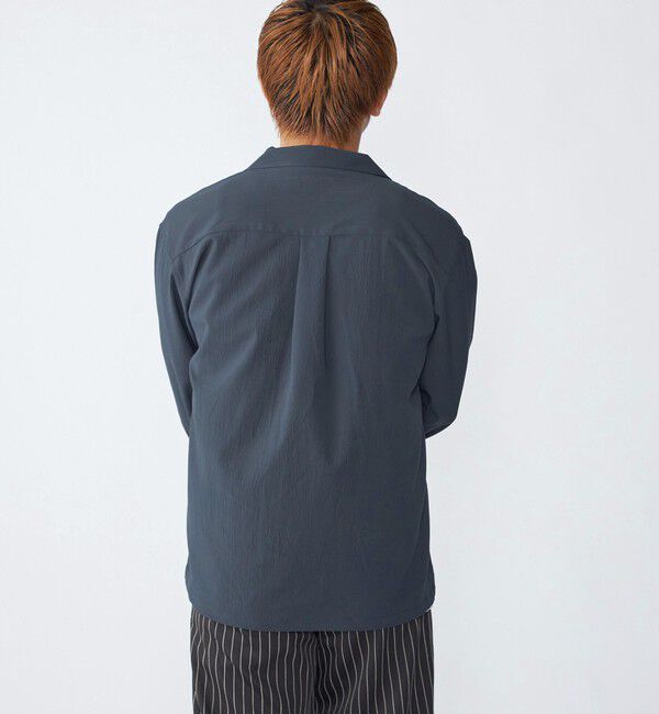 SHIPS「City Ambient Products: オープンカラー 楊柳 ソリッド ロングスリーブ シャツ」|シャツ・ブラウス|