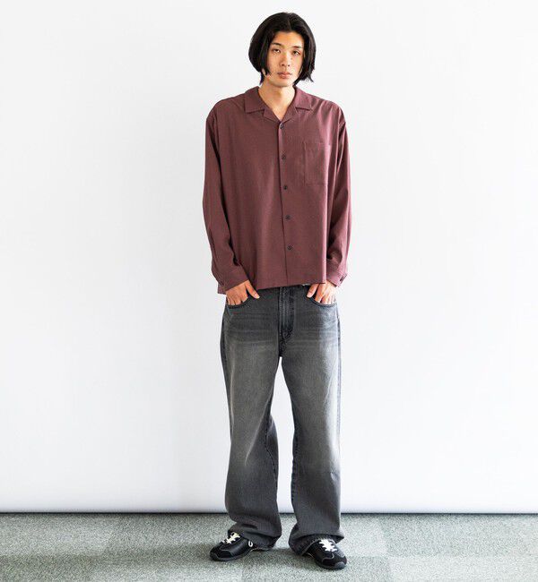 SHIPS「City Ambient Products: オープンカラー 楊柳 ソリッド ロングスリーブ シャツ」|シャツ・ブラウス|