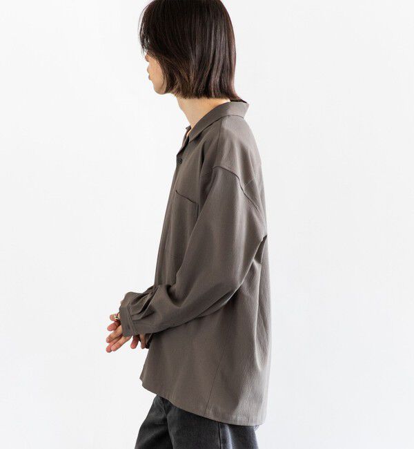 SHIPS「City Ambient Products: オープンカラー 楊柳 ソリッド ロングスリーブ シャツ」|シャツ・ブラウス|