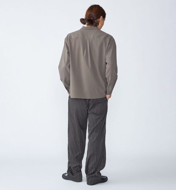 SHIPS「City Ambient Products: オープンカラー 楊柳 ソリッド ロングスリーブ シャツ」|シャツ・ブラウス|