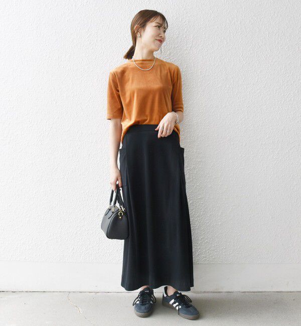 SHIPS any「SHIPS any:〈洗濯機可能〉ポリエステル ベロア ハーフスリーブ コンパクト TEE」|Tシャツ・カットソー|