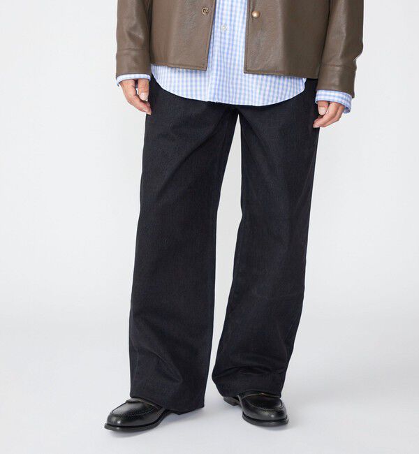 SHIPS「SHIPS: フロッキー ワイド デニム パンツ」|デニム|ブラック