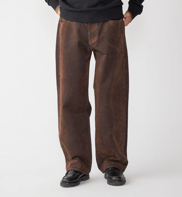 SHIPS「SHIPS: フロッキー ワイド デニム パンツ」|デニム|ブラウン