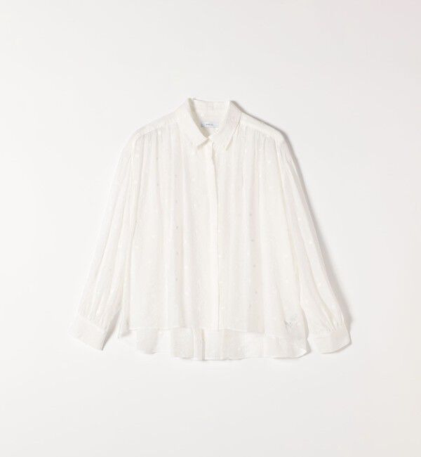 SHIPS any「《追加予約》【WEB限定】SHIPS any:〈手洗い可能〉シアー ドット レギュラーカラー ギャザー シャツ」|シャツ・ブラウス|