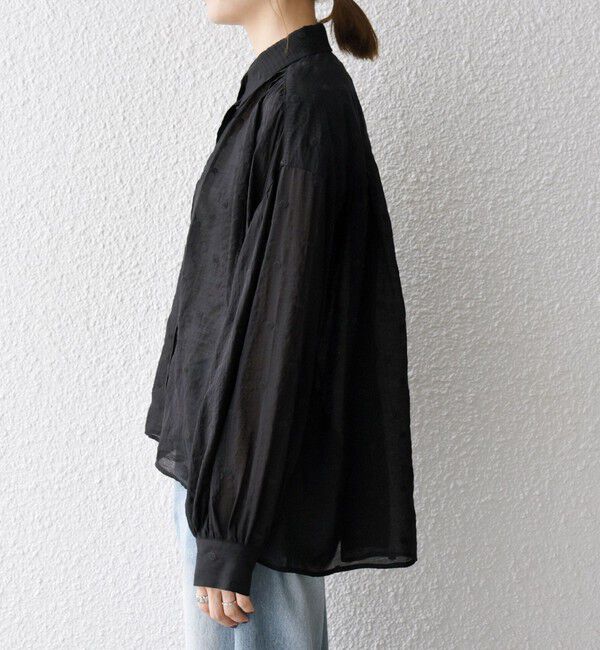 SHIPS any「《追加予約》【WEB限定】SHIPS any:〈手洗い可能〉シアー ドット レギュラーカラー ギャザー シャツ」|シャツ・ブラウス|