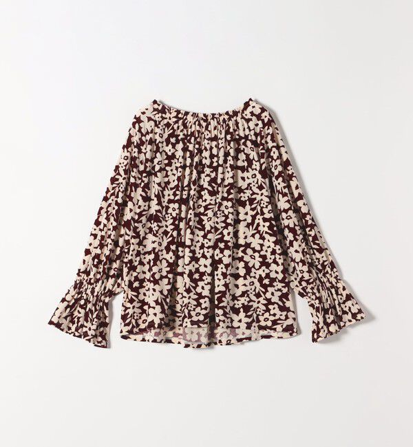 SHIPS any「SHIPS any:〈洗濯機可能〉フラワー ポリエステル ベロア シャーリング ブラウス」|シャツ・ブラウス|