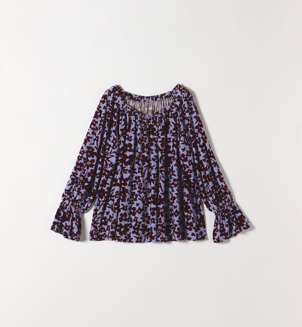 SHIPS any「SHIPS any:〈洗濯機可能〉フラワー ポリエステル ベロア シャーリング ブラウス」|シャツ・ブラウス|