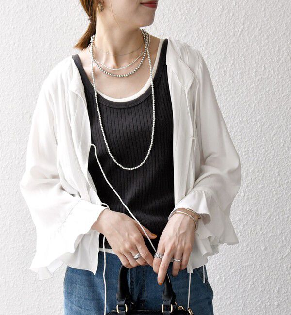 SHIPS any「SHIPS any:〈洗濯機可能〉ラッフル リボン ピンタック フレアスリーブ ブラウス」|シャツ・ブラウス|