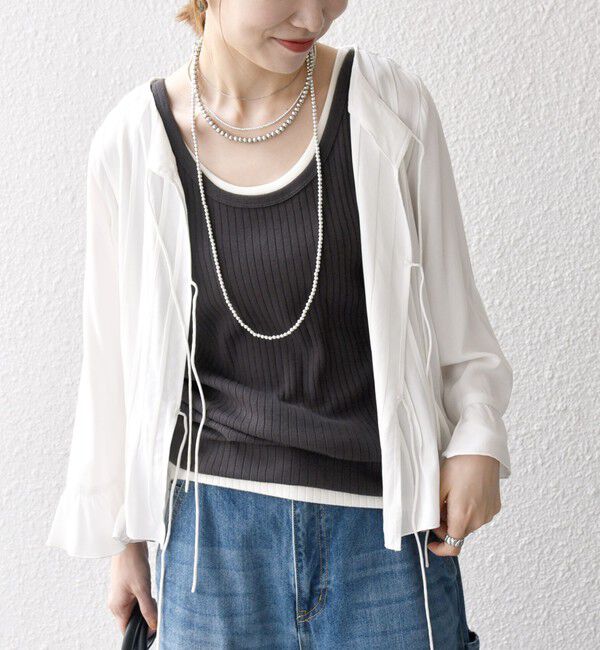 SHIPS any「SHIPS any:〈洗濯機可能〉ラッフル リボン ピンタック フレアスリーブ ブラウス」|シャツ・ブラウス|