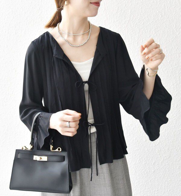 SHIPS any「SHIPS any:〈洗濯機可能〉ラッフル リボン ピンタック フレアスリーブ ブラウス」|シャツ・ブラウス|