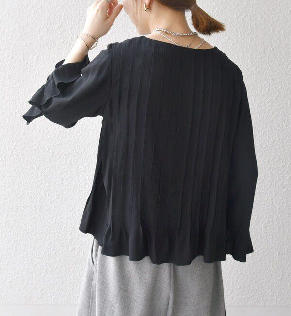 SHIPS any「SHIPS any:〈洗濯機可能〉ラッフル リボン ピンタック フレアスリーブ ブラウス」|シャツ・ブラウス|