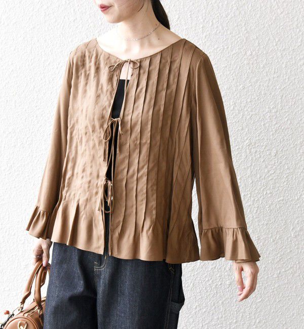 SHIPS any「SHIPS any:〈洗濯機可能〉ラッフル リボン ピンタック フレアスリーブ ブラウス」|シャツ・ブラウス|