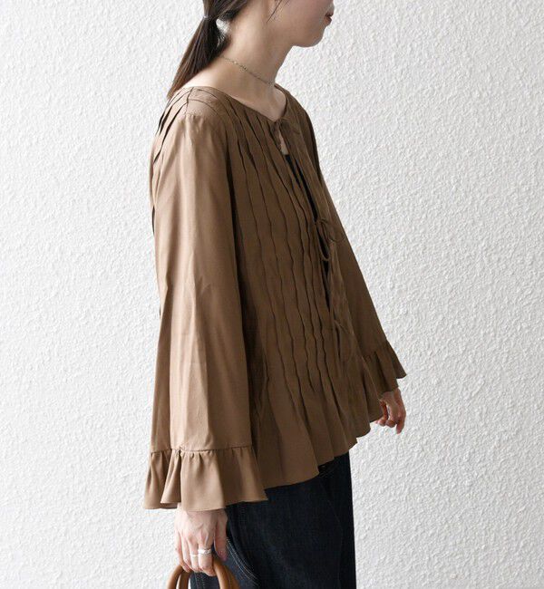 SHIPS any「SHIPS any:〈洗濯機可能〉ラッフル リボン ピンタック フレアスリーブ ブラウス」|シャツ・ブラウス|