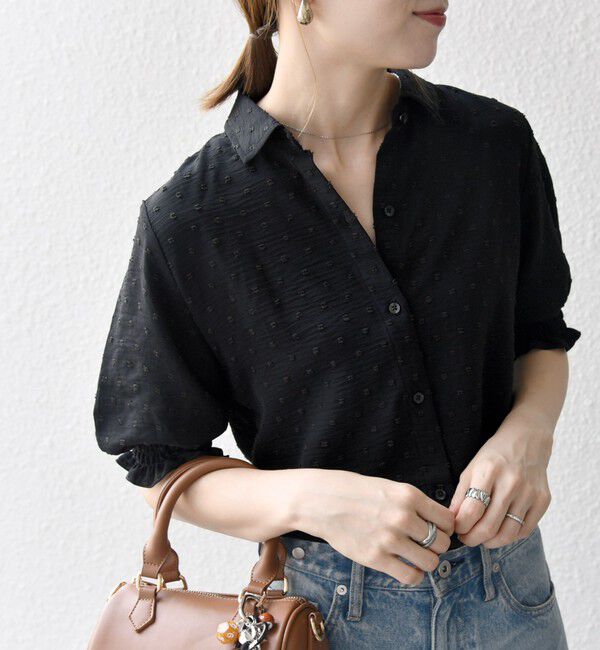 SHIPS any「SHIPS any:〈洗濯機可能〉カットドビー ジャージー パフ シャツ」|Tシャツ・カットソー|